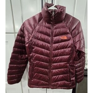 The North Face 550 Quilted Puffer Jacket Women Small Burgundy Down Coat Gorpcore